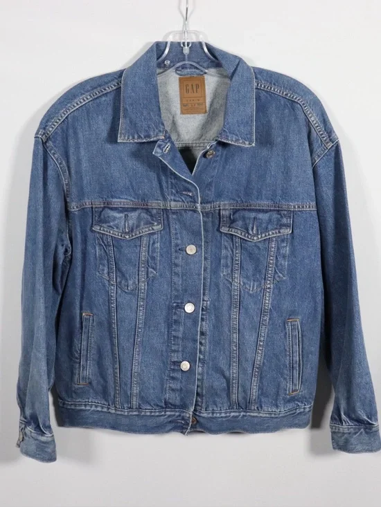 GAP Women’s Denim Jacket Size S Blue Jean Cropped Trucker Classic Casual - Picture 2 of 11